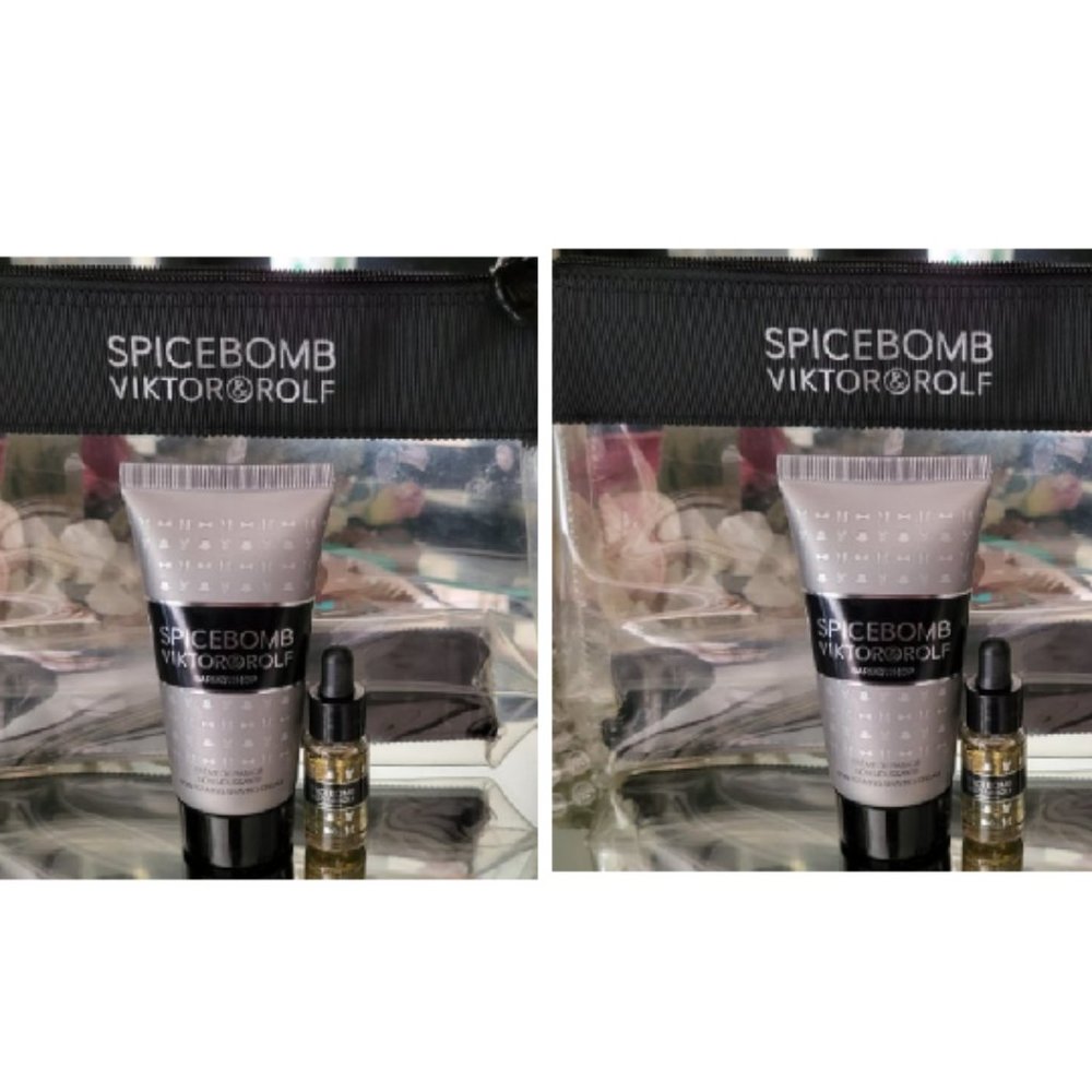 TWO ~ SPICEBOMB VIKTOR ROLF 1.7 oz Shaving Cream & 5ml Shave Oil w/ Trav…